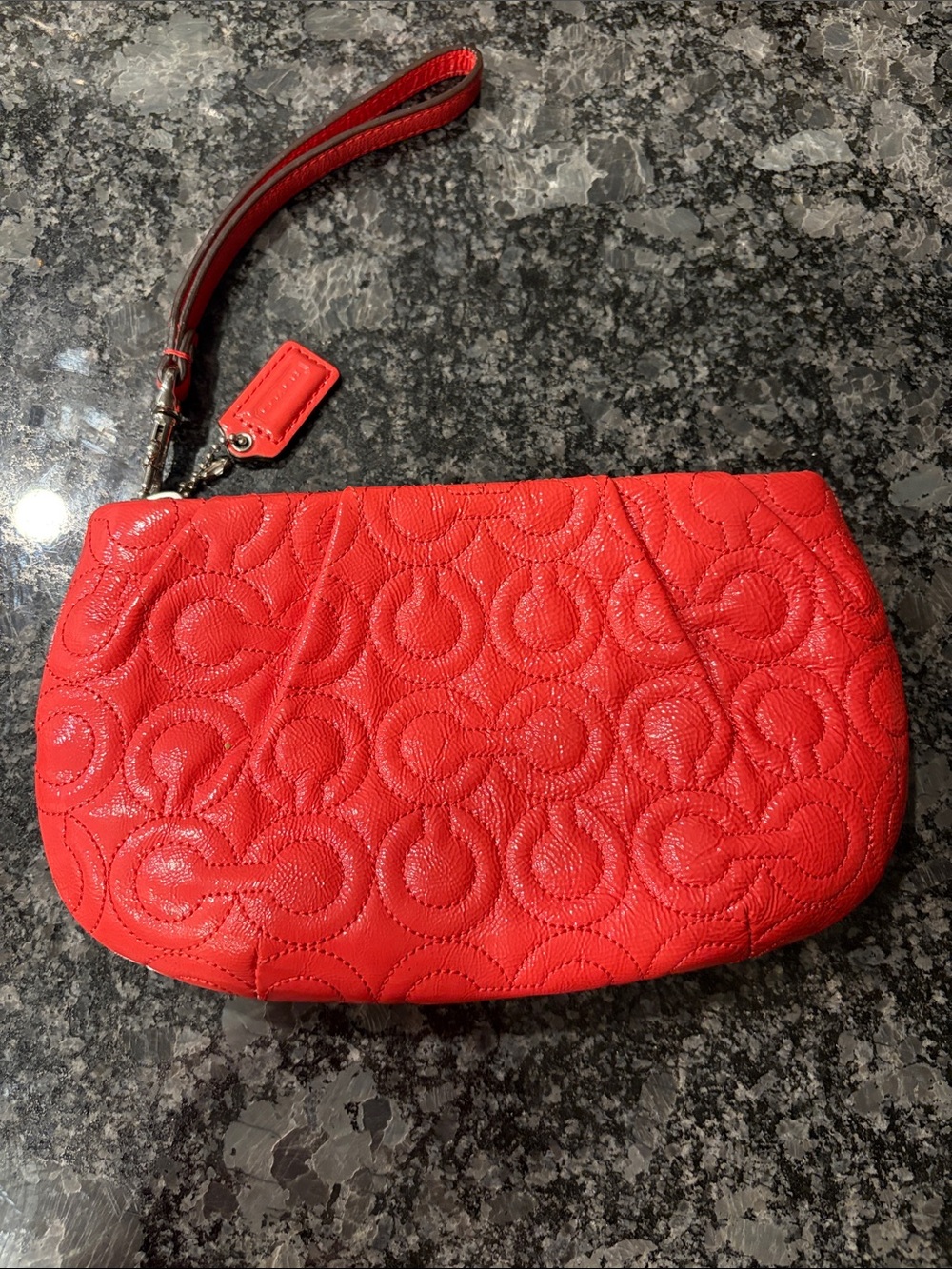 Coach quilted patent leather Wristlet